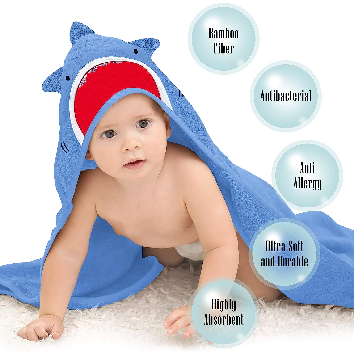 Cute Castle 2 Pack Bamboo Hooded Baby Towel 8 Washcloths - Soft Bath Towel for Bathtub for Newborn, Infant - Ultra Absorbent, Natural Baby Stuff for Boy and Girl (Lovely Elephant, Happy Bird) - Image 3